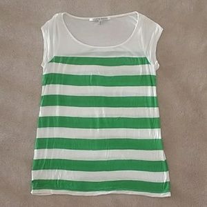 Collective Concepts Green Stripe Cap Sleeve Tee